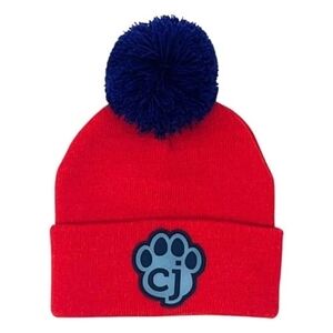 Red and Blue Kids Pom-Pom Beanie